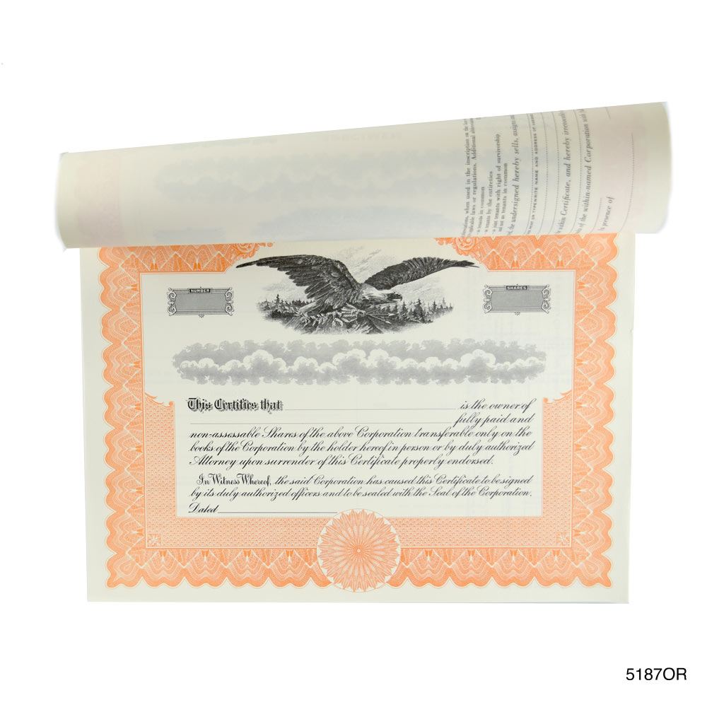 Soft Cover Stock Certificate Binder 